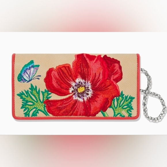 Brighton Handbags - Brighton Sydney Embroidered Red Wallet Original New